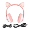 thumbnail image 1 of Auriculares LXB39C para niños con Bluetooth 5.0, plegables, inalámbricos, con orejas de gato y música brillante (rosa y blanco), 1 of 14