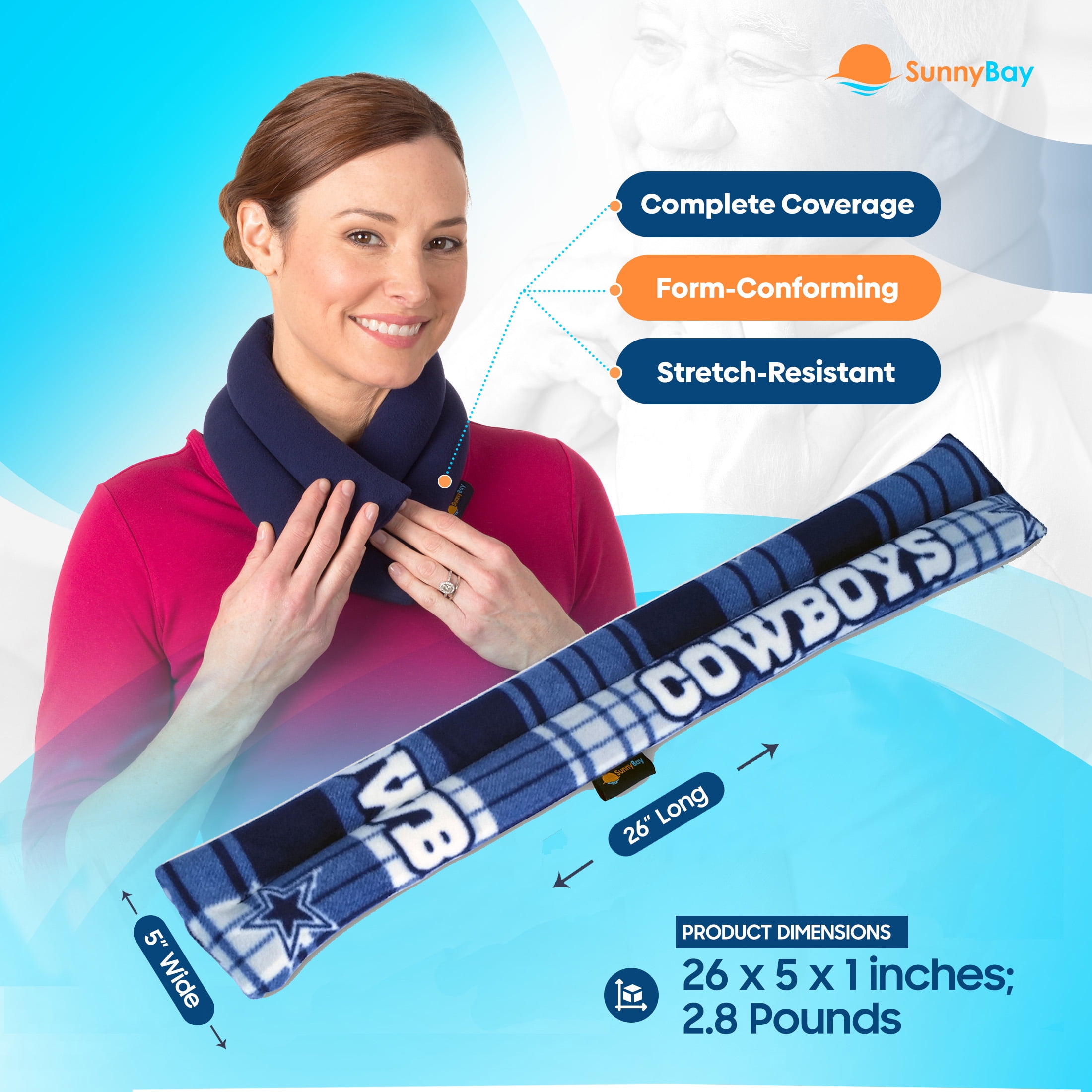 SunnyBay Microwave Heating Pad, Microwavable Cold or Heated Neck and Shoulder Wrap, Wheat-Filled Weighted Beanbag Pack for Moist Hot or Cold Therapy, 26x5 Inches, Cowboys