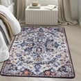 thumbnail image 4 of Wonnitar 4'x6' Bohemian Floral Medallion Area Rug,Oriental Distressed Bedroom Rug Country Vintage Faux Wool Indoor Throw Mat Non-Slip Washable Low-Pile Carpet for Bathroom Living Kitchen Laundry Room, 4 of 7