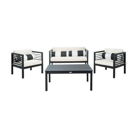 Safavieh Alda Outdoor 4 Pc Conversational Set - Black/Beige