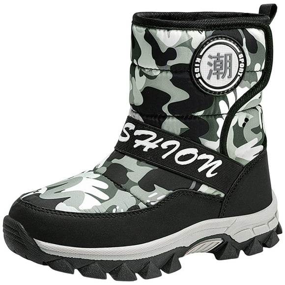 Ymyiu Boys Girls Snow Boots Outdoor Slip Resistant Insulated Waterproof Winter Snow Boots Kids Boots (Black,11.5-12 Years)