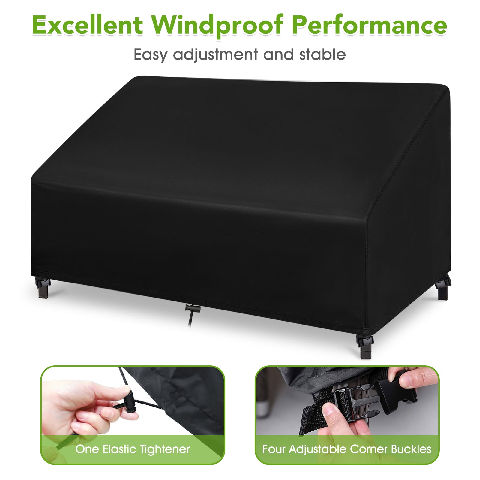Outdoor Chair Cover, NASUM Outdoor Furniture Covers Waterproof, Patio Outdoor Couch Cover, 420D Oxford Cloth Durable Lounge Furniture Chair Cover 76''L x 32.5''W x 33''H, Black