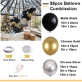 thumbnail image 2 of Kit de arco de globos negros y dorados, kit de guirnalda de globos para fiesta negros, dorados y plateados, arco de globos de látex para bodas, cumpleaños, Black gold and silver arches, 2 of 4