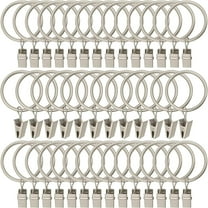 40 Pack Metal Curtain Rings with Clips 1.5 Inch Curtain Rod Clips (Matte Silver)