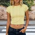 thumbnail image 3 of Byworldtasic Y2k Tees for Women Short Sleeve Polka Dot Shirt Tops Slim Fit Aesthetic Streetwear T Shirt, 3 of 5