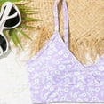 thumbnail image 4 of BOBOGOJP Girl's 3 Piece Swimsuits Floral Bikini Bathing Suit with Cover Up Beach Skirt Bathing Suits For Teen Girls Purple for 8-9 Years, 4 of 6
