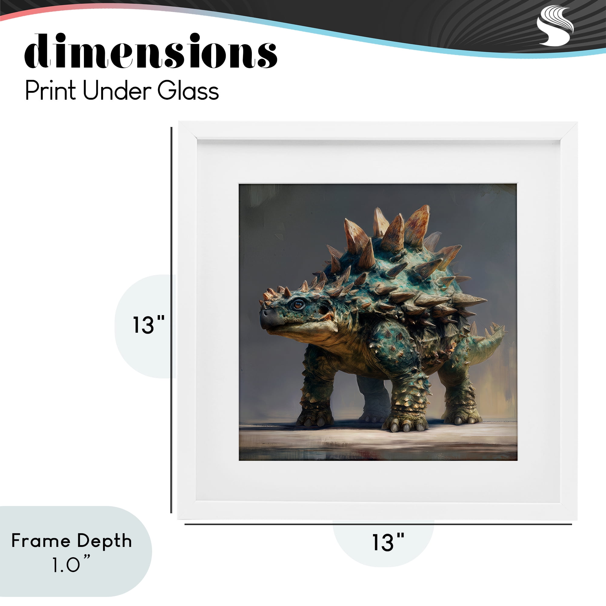 Stupell Industries Prehistoric Ankylosaurus Portrait White Framed Print Under Glass, design by Wumples
