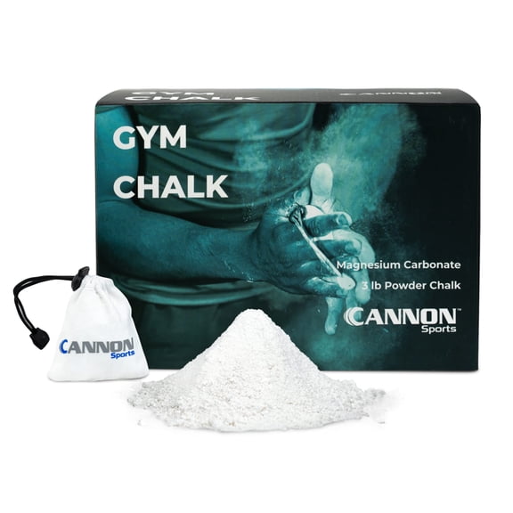 Cannon Sports Gym Chalk Powder – 3 Pounds of Magnesium Carbonate Loose Chalk with Resealable Bag & Chalk Bag Sock– Pro Non-Slip, Sweatproof Grip for Weightlifting, Gymnastics, Rock Climbing and More