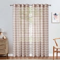 thumbnail image 1 of Haperlare Farmhouse Curtain 52"W x 84"L Linen Textured Country Style Plaid Curtain Rustic Drapes for Bedroom Window Living Room, Taupe, 2 Panels, 1 of 6