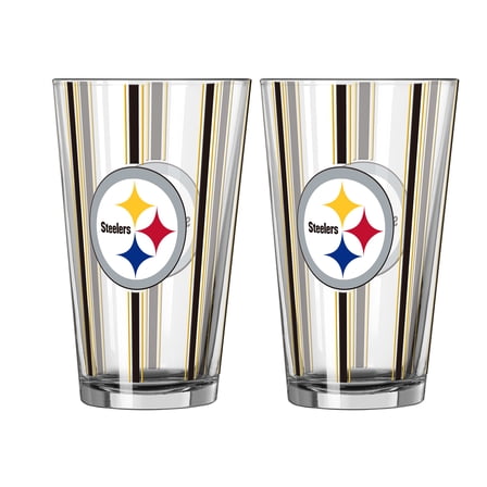 Logo Brands Pittsburgh Steelers Two-Piece 16oz. Striped Pint Glass Set