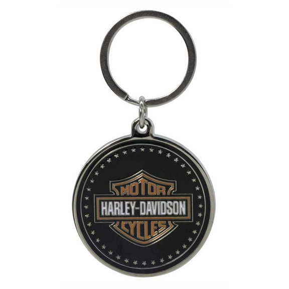 Harley-Davidson Coin-Style Bar & Shield Logo Key Chain, Black/Orange, Harley Davidson