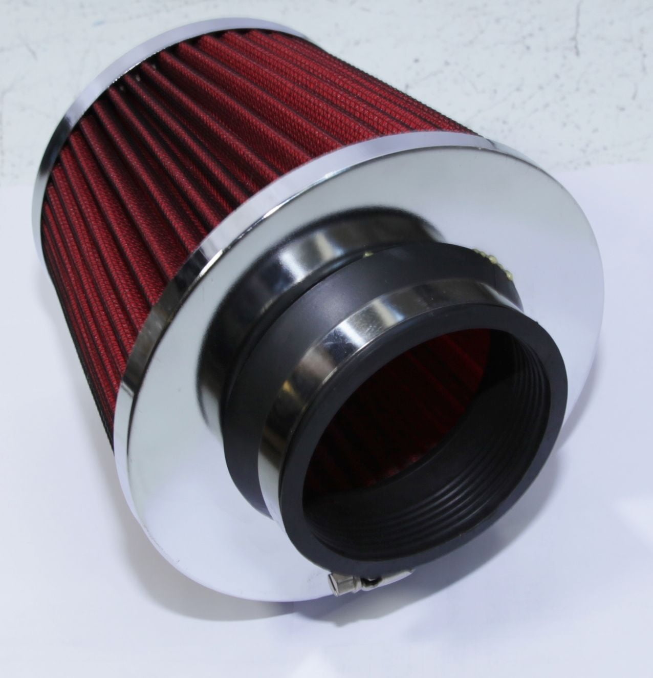 3'' Inlet Silver/Red Short Ram/Cold Intake High Flow Mesh Air Filter Universal