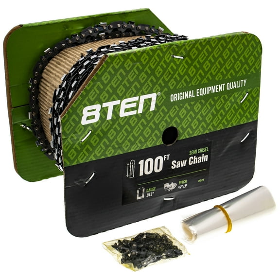 8TEN Chainsaw Chain Bulk Reel Semi Chisel 100 Foot .043 3/8 Pitch Low Profile 810-CCC2247R