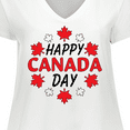 thumbnail image 4 of Inktastic Happy Canada Day- maple leaf circle Women's Plus Size V-Neck T-Shirt, 4 of 5