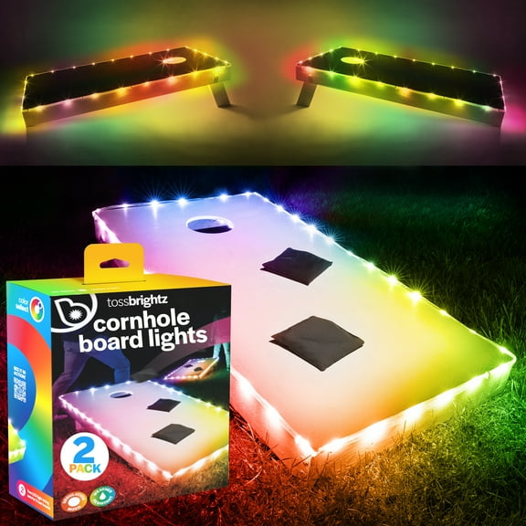 Brightz TossBrightz LED Cornhole Board Light Set, Lights for Edge & Hole, 2-Pack, Color Select / Color Changing, Lights Only – Boards Not Included
