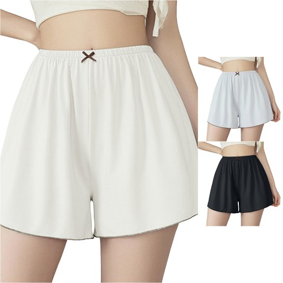 CAIVO Women Plus Size Silk Stain Pajama Shorts Bottoms With Pockets Sleep Shorts Soft Shorts Vacation Summer Outdoor Casual Solid Color Bottoms