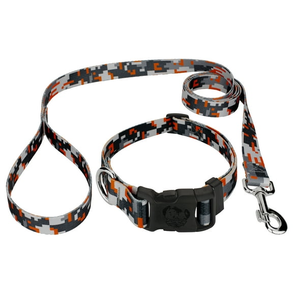 Country Brook Petz® Deluxe Orange Digital Camo Dog Collar and Leash Limited Edition, 2XS