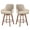 Linen / Sand -【Set of 2 】- 25" Seat Height, variant on WOOW DEPOT 25" Swivel Bar Stools Large Seat Set of 1, Upholstered PU Leather w/ High-Back & Arm & Rubberwood Legs, Modern Island Counter Barstools Kitchen Pub Chair