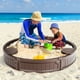 thumbnail image 5 of Costway Arenero Redondo 120 cm para 4 Niños Kit Arenero de Exterior con Cobertura Impermeable Asientos para Patio Playa Marrón, 5 of 9