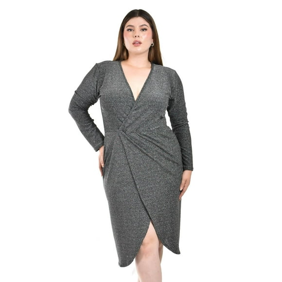 Vestido elegante con brillos Roman Fashion /Tallas Extras, 4302 (Plateado) plateado 38