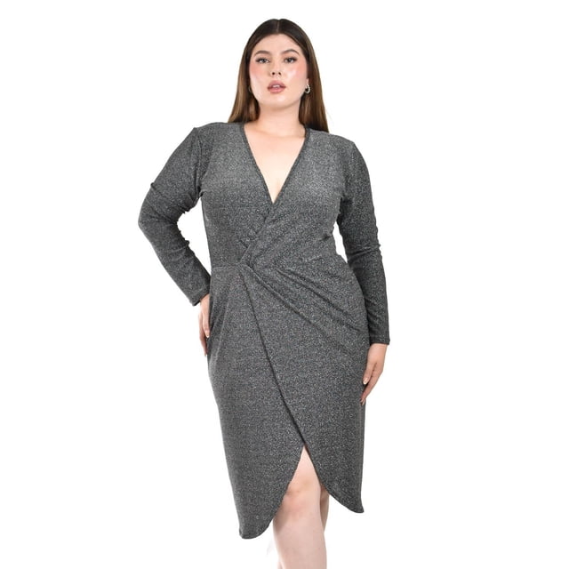 Vestido elegante con brillos Roman Fashion /Tallas Extras, 4302 (Plateado) plateado 42
