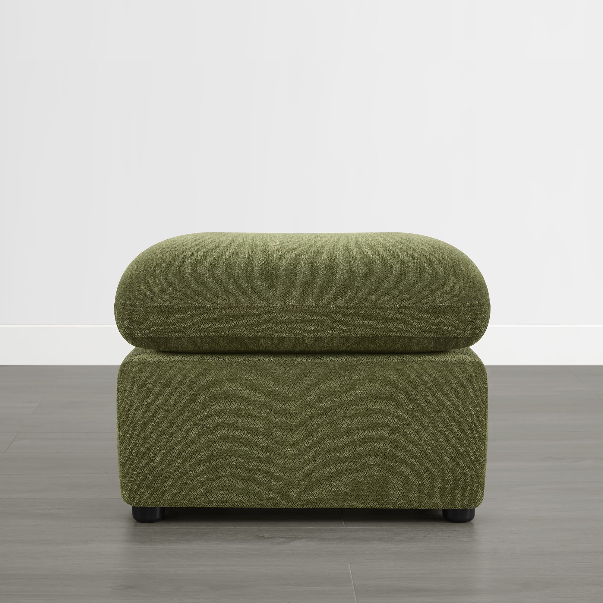 Spruce & Spring Upholstered Ottoman Footstool with Padded Cushion for Living Room and Bedroom, Green