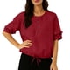 thumbnail image 2 of Camisetas de Manga Larga de Verano para las Mujeres Color Sólido Cuello Redondo Regular, Camisetas de Manga Corta de Verano para las Mujeres, 2 of 7