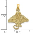 thumbnail image 4 of Solid 14K Yellow Gold Textured Spotted Eagle Ray Charm - 21mm, 4 of 6