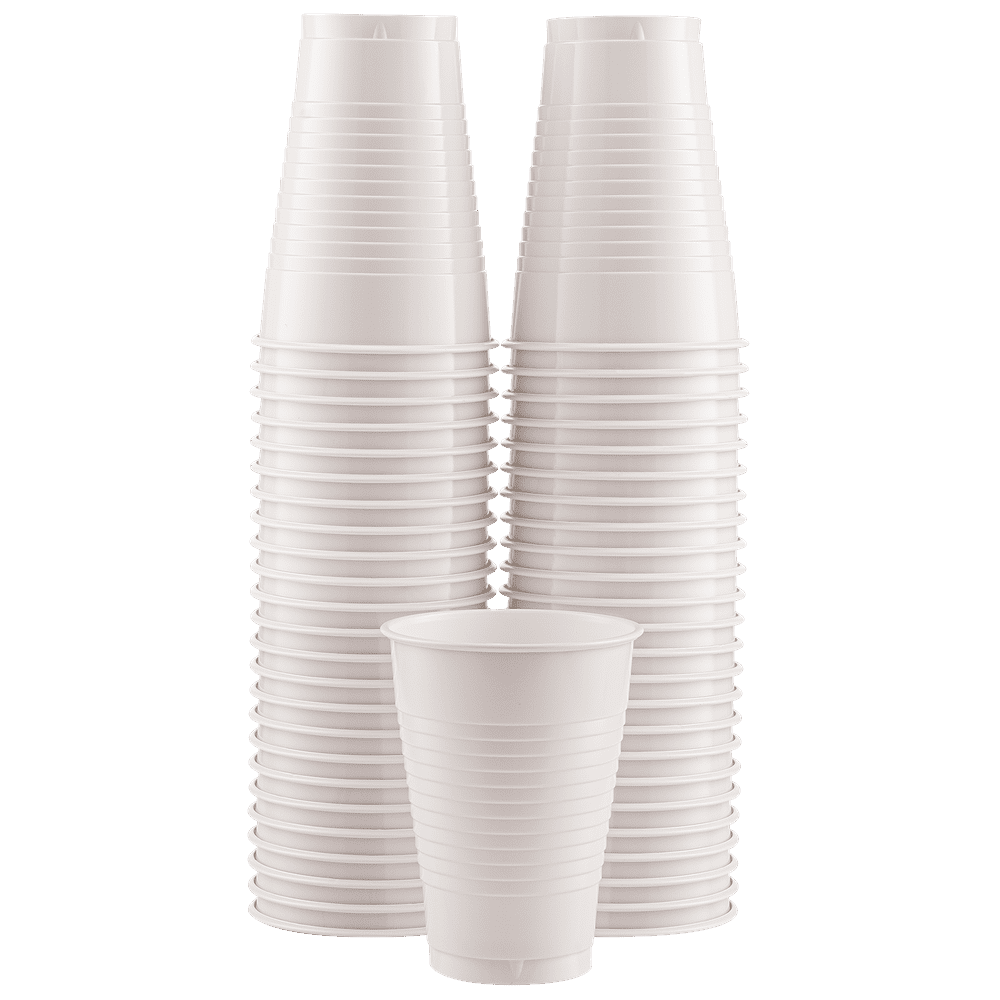 Amcrate White Colored 12Ounce Disposable Plastic Party Cups Ideal