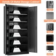 thumbnail image 4 of Lockable Garage Storage Cabinet with 5 Adjustable Shelves, 71" H Black Metal Storage Cabinet with 2 Pegboard Doos for Garage, Home, Assembly Required, Black, 4 of 16