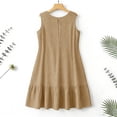 thumbnail image 5 of Women's Summer Maxi Dresses Fashion Women Summer Solid Casual Round-Neck Sleeveless Mini Dress Khaki L, 5 of 9