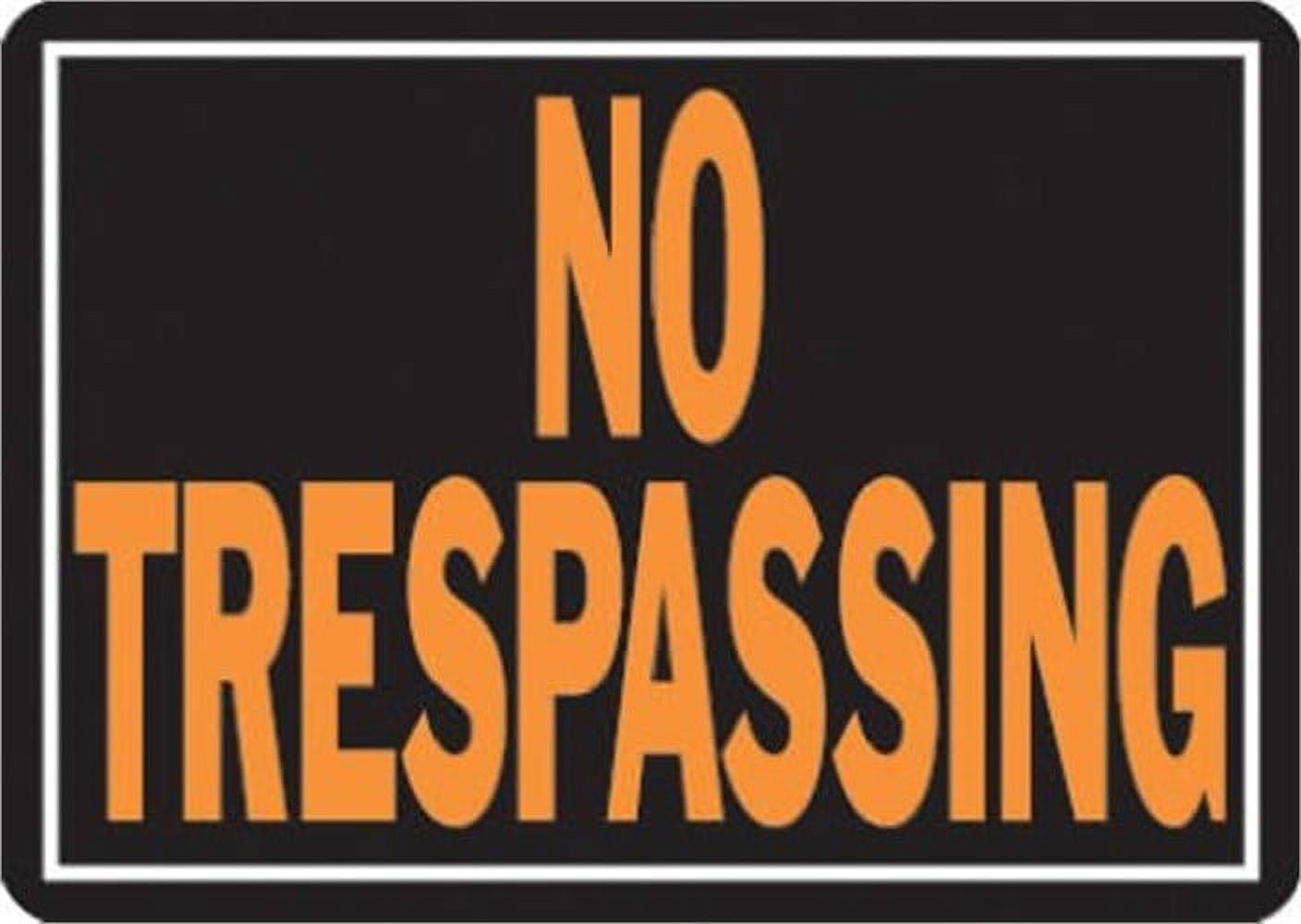 (2 pack) 10X14 No Trespass Sign, Orange & Black Aluminum Privacy Sign by HY-KO