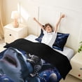 thumbnail image 3 of jejeloiu Space Cat Shark Ride Twin Duvet Cover,Ocean Animal Themed Twin Bedding For Boys,Dark Purple,Black Reversible,2 Pieces,1 Duvet Cover and 1 Pillowcase, 3 of 6