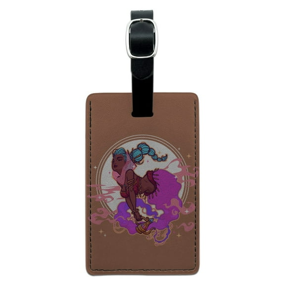 Sexy Jinn Djinn Genie Woman With Lamp Rectangle Leather Luggage Card Suitcase Carry-On ID Tag