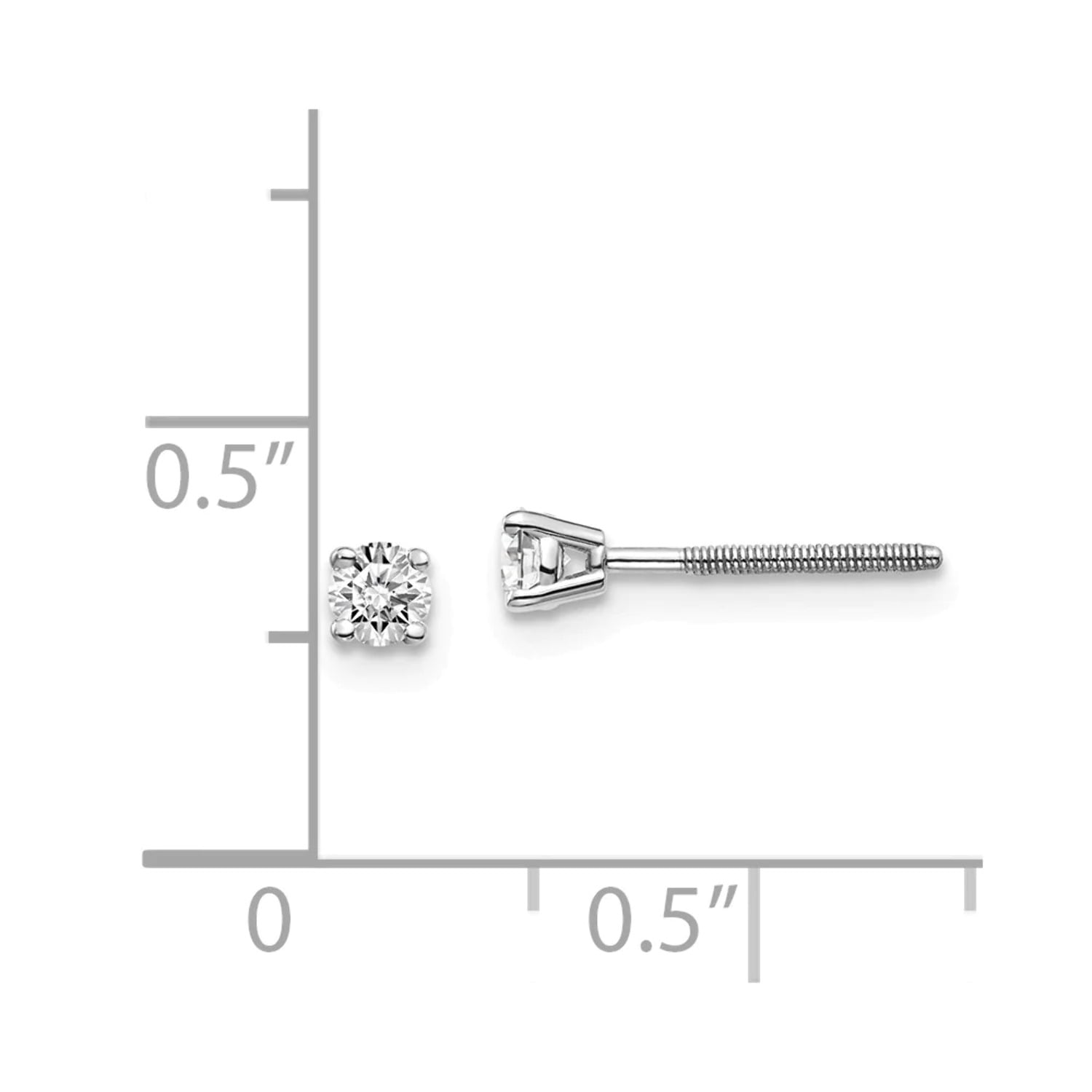 14Kw .20ct VS2/SI1 G-I Diamond Stud Thread on/off Post Earrings