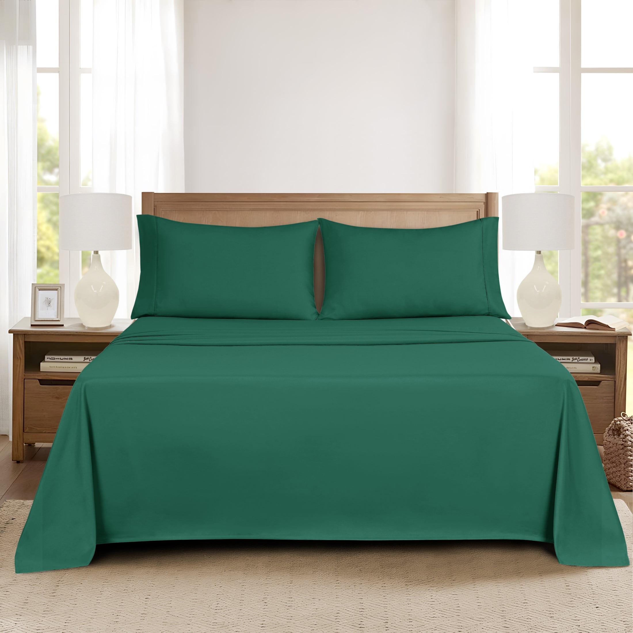 Mainstays Super Soft Brushed Microfiber Pillowcase Set, Dark Green, King, 2 Piece