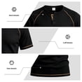 thumbnail image 6 of Men's Short Sleeve T-ShirtWaffle Henley , Contrast Stitching Raglan Sleeve Breathable Summer Casual Top,Black,S, 6 of 7