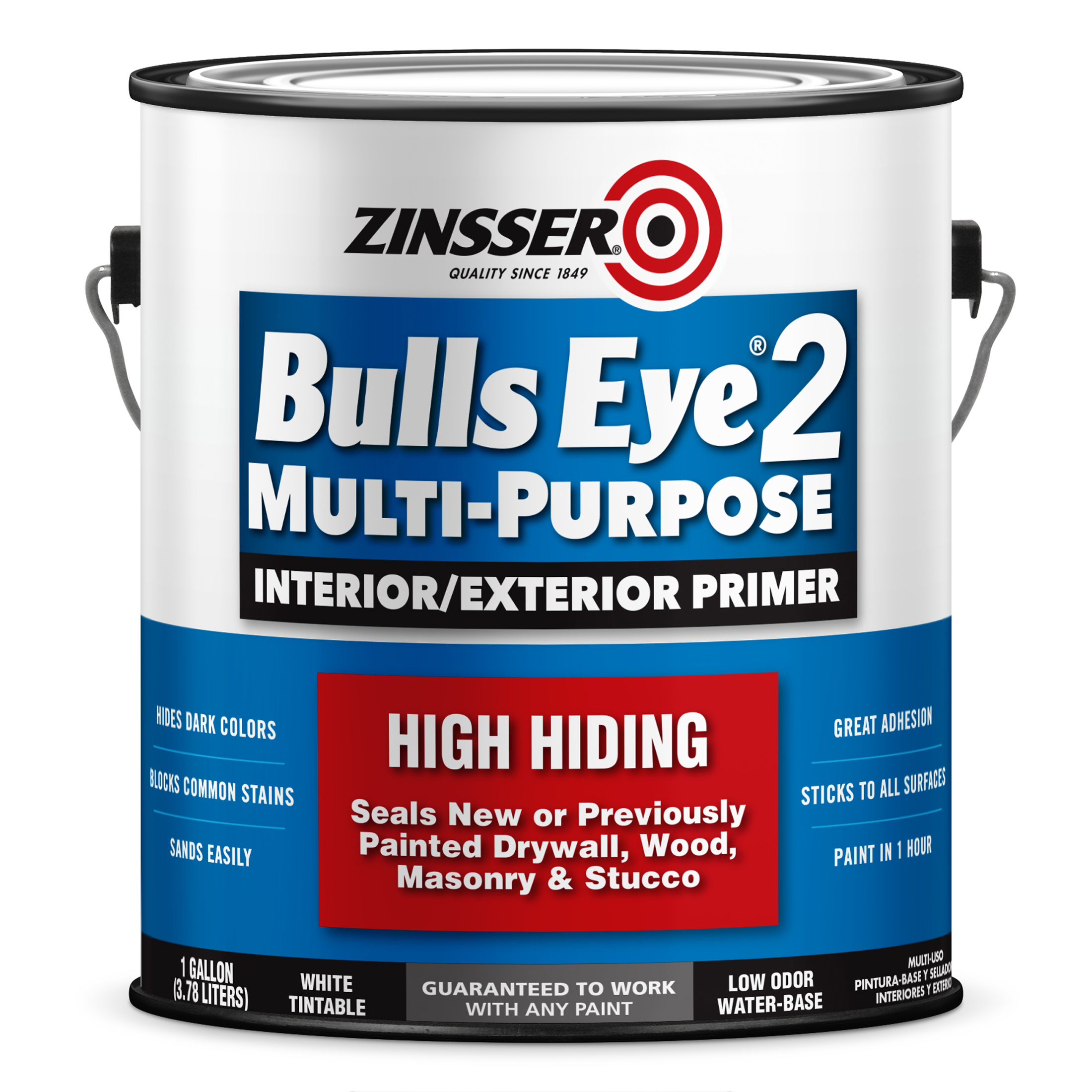 2 Pack, White, Zinsser Bulls Eye 2 Multi-Purpose Flat Primer- 285156, Gallon