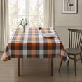 thumbnail image 3 of Serafina Home Pumpkin Orange and Black Plaid Vinyl Flannel Back Tablecloth, 52" x 70", 3 of 5
