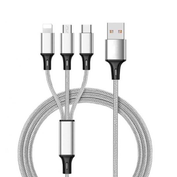 Cable de datos uno a tres para Apple Android typec carga rápida tres en uno 1,2 metros tejido nylon regalo
