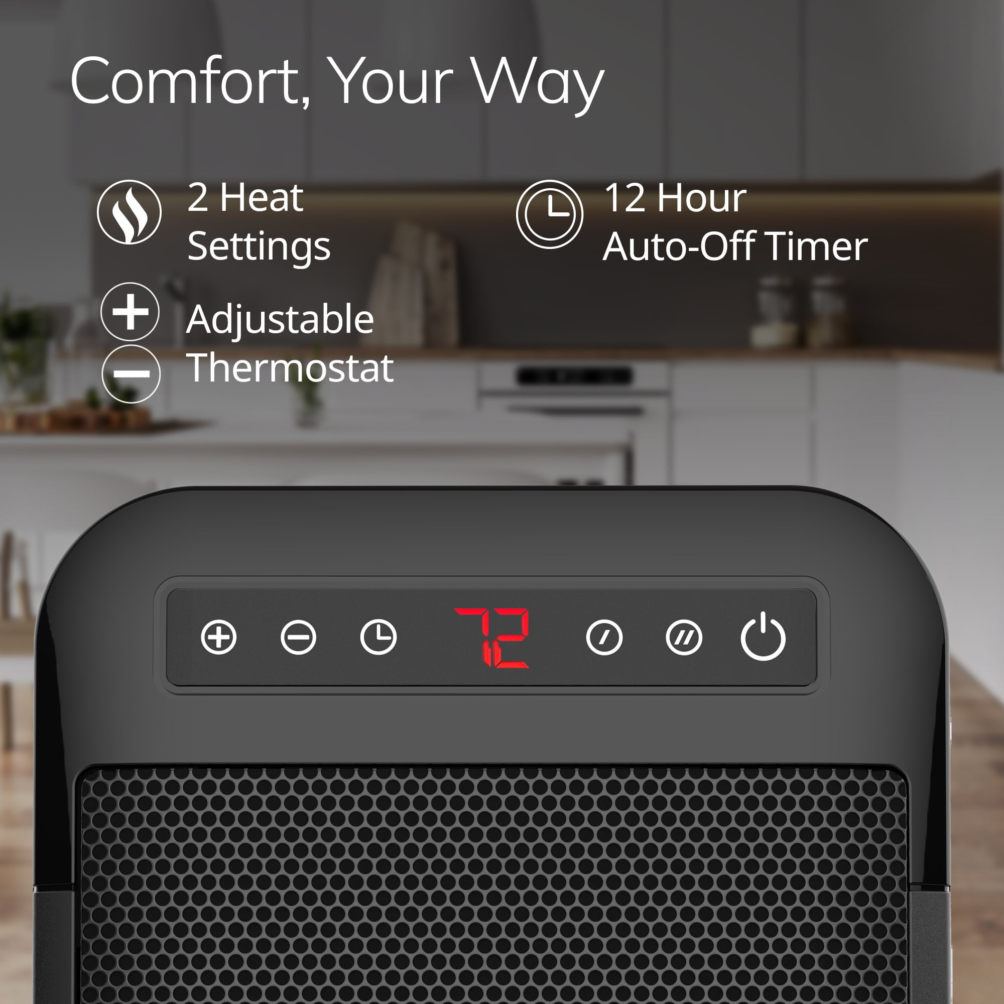 Lasko MyHeat Max 9.3" Personal Ceramic Space Heater with Timer, Black, CD09100