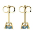 thumbnail image 4 of 2 Ct Round Cut Studs Blue Moissanite 18K Yellow Solid Solid Gold Everyday Dainty Earrings Push Back, 4 of 7