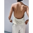 thumbnail image 3 of Women Y2k Satin Halter Tank Tops Cute High Mock Neck Backless Silk Cami Open Back Camisole Going Out Tops, 3 of 6