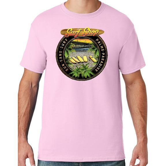 Mens Manu Bay Surf Company CIRCLE SURFING T-shirt, Large Classic Pink