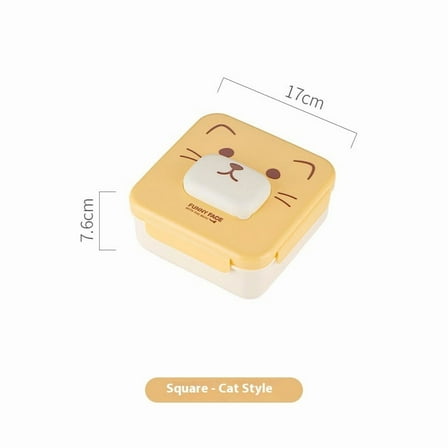 bento box, three-dimensional animal cute bento box, sealed and divided outdoor cutlery (cat)