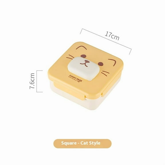bento box, three-dimensional animal cute bento box, sealed and divided outdoor cutlery (cat)