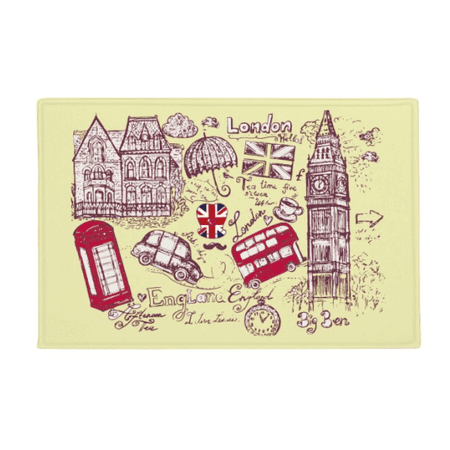 Big Ben Bus England Flag Sketch Illustration Ground Mat Non Slip Floor Bathroom Door Rug Carpet