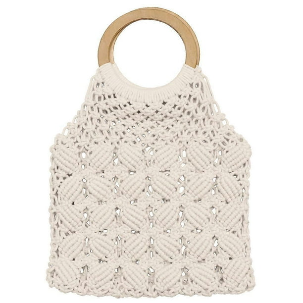 Cotton Rope Tote Bag Woven Beach Bag Young Girls 1Pack Suitable For Everyday Use