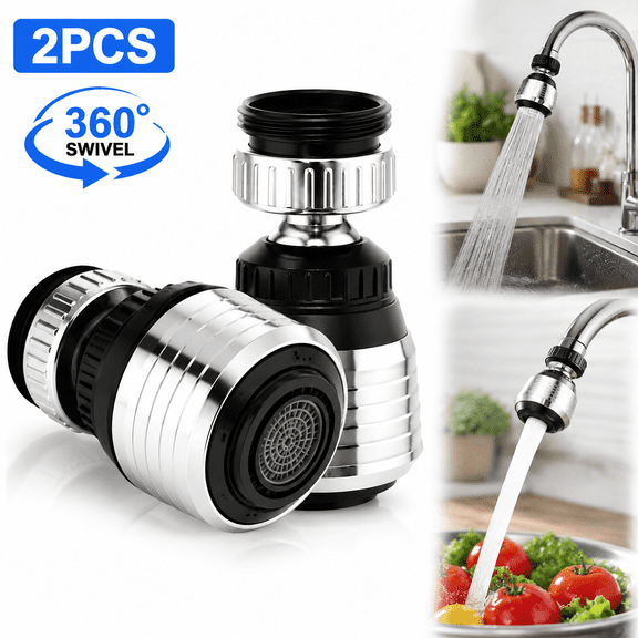Emlimny 2PCS 360 Degree Swivel Faucet Aerator Deluxe Water Saving Faucet Sprayer Water Saving Bubbler Pressurized Faucet Filter Kitchen Accessories