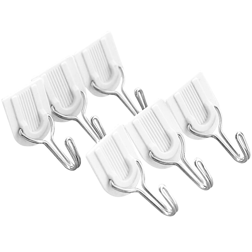 6pcs Strong Adhesive Hook Wall Door Sticky Hanger Stainless Steel Kitchen Hook 